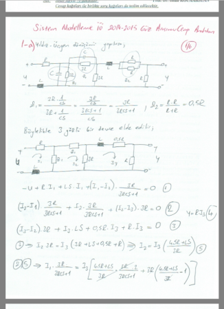 Sistem Modelleme Dersi Vize Soruları ve Çözümleri