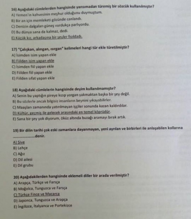 Türk Dili -1 Vize Soruları