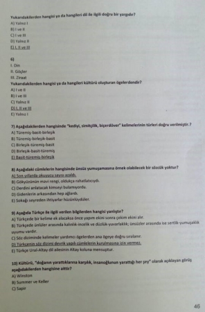 Türk Dili -1 Vize Soruları