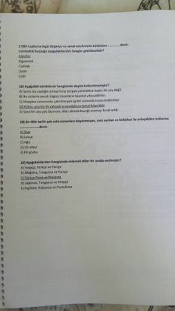 Türk Dili -1 Vize Soruları