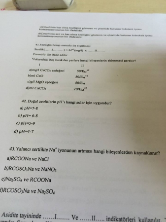 Çevre Kimyası -1 Final Soruları