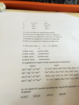 Çevre Kimyası -1 Final Soruları