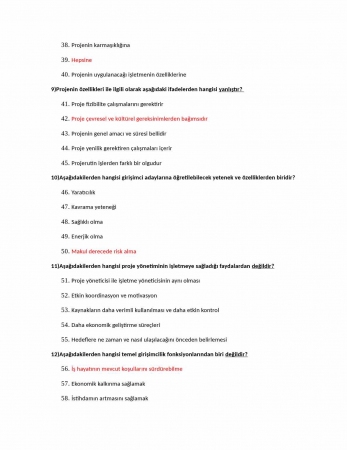 Girişimcilik ve Proje Yönetimi Vize Soruları ve Cevapları