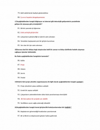 Girişimcilik ve Proje Yönetimi Vize Soruları ve Cevapları