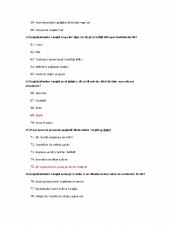 Girişimcilik ve Proje Yönetimi Vize Soruları ve Cevapları