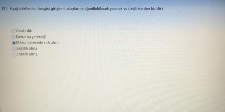 Girişimcilik ve Proje Yönetimi Vize Soruları ve Cevapları