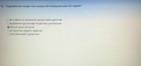 Girişimcilik ve Proje Yönetimi Vize Soruları ve Cevapları