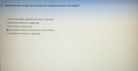 Girişimcilik ve Proje Yönetimi Vize Soruları ve Cevapları