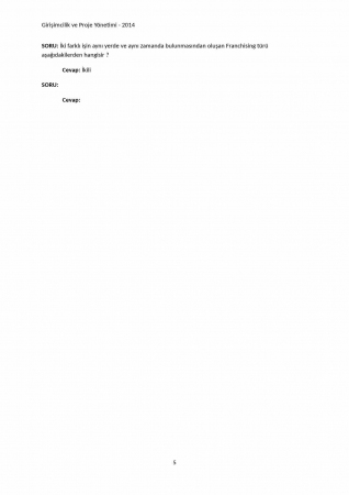 Girişimcilik ve Proje Yönetimi Çalışma Soruları