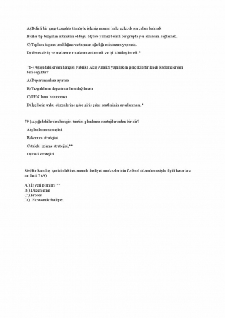 Fabrika Organizasyon ve Yönetimi Vize Soruları