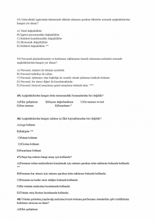 Fabrika Organizasyon ve Yönetimi Vize Soruları