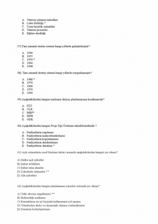 Fabrika Organizasyon ve Yönetimi Vize Soruları