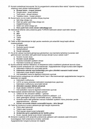 Günümüz Tefsir Problemleri Dersi Vize Soruları ve Cevapları