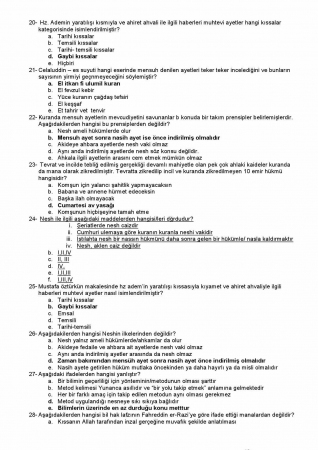 Günümüz Tefsir Problemleri Dersi Vize Soruları ve Cevapları