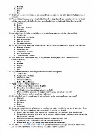 Günümüz Tefsir Problemleri Dersi Vize Soruları ve Cevapları