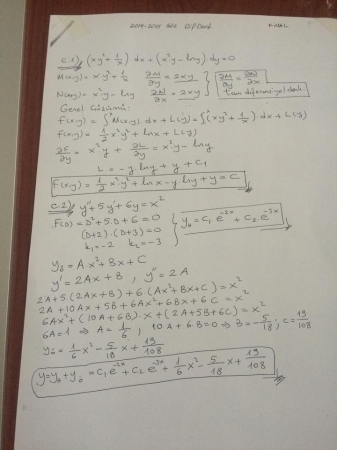 Diferansiyel Denklemler Dersi Final Soruları ve Cevapları