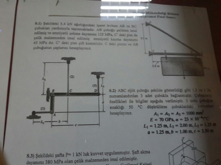 Mukavemet Dersi Final Soruları ve Cevapları