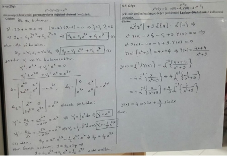 Mühendislik Matematiği Final Soruları - 2016