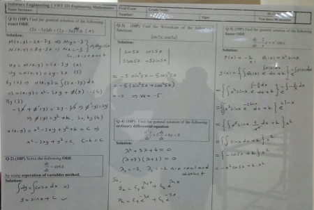 Engineering Mathematics Final Exam Questions