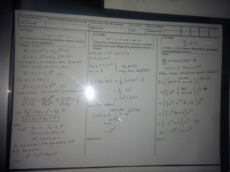 Mühendislik Matematiği Final Soruları - 2016