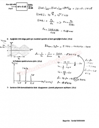 Analog Haberleşme Vize Soruları Çözümleri