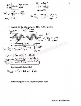 Analog Haberleşme Vize Soruları Çözümleri