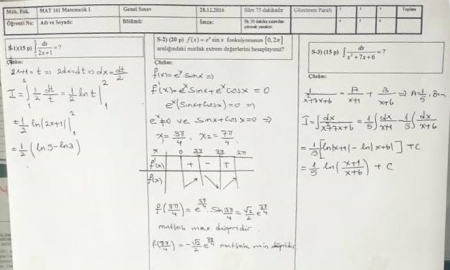 Matematik -1 Final Soruları ve Çözümleri - Mühendislik Fakültesi