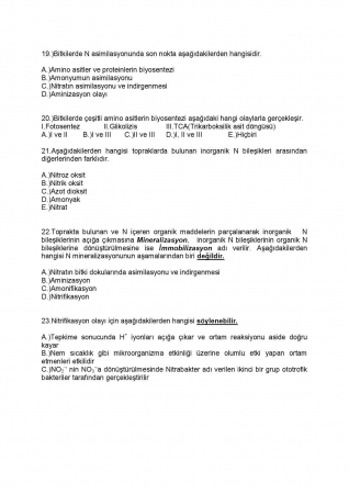 Bitki Besleme Dersi Vize ve Final Çalışma Soruları ve Cevapları
