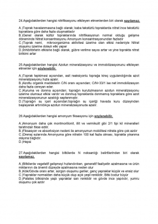 Bitki Besleme Dersi Vize ve Final Çalışma Soruları ve Cevapları