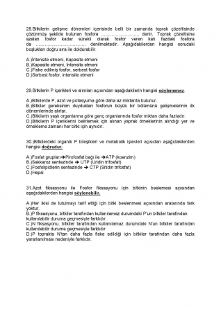 Bitki Besleme Dersi Vize ve Final Çalışma Soruları ve Cevapları