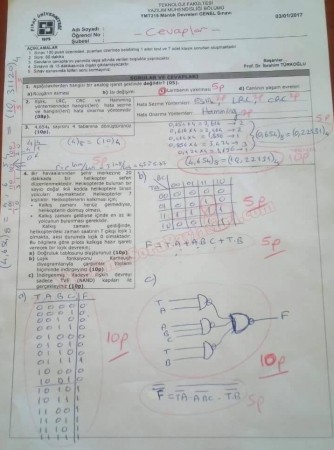 Mantık Devreleri Dersi Final Soruları ve Cevapları - 2017