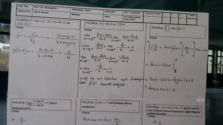 Matematik -1 Bütünleme Soruları ve Çözümleri - Müh. Fakültesi