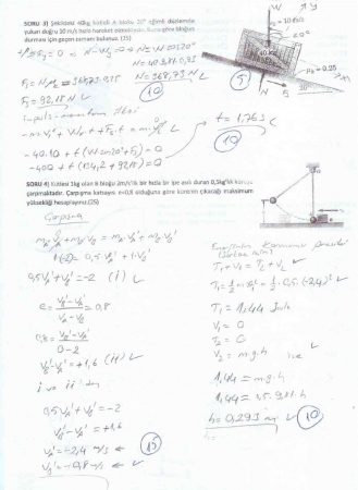 Dinamik Dersi Bütünleme Soruları ve Çözümleri - 2017