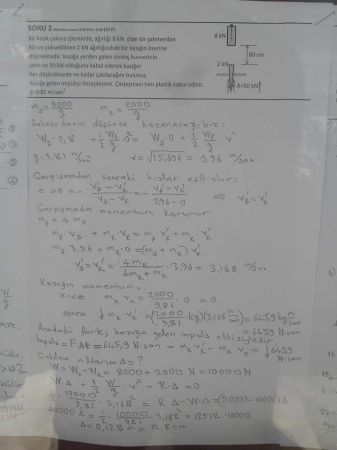 Dinamik Dersi Bütünleme Soruları ve Cevapları - 2014
