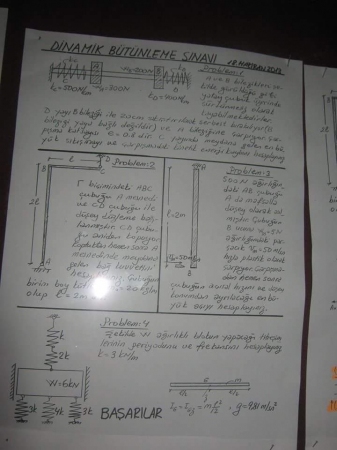 Dinamik Dersi Bütünleme Soruları ve Cevapları - 2013