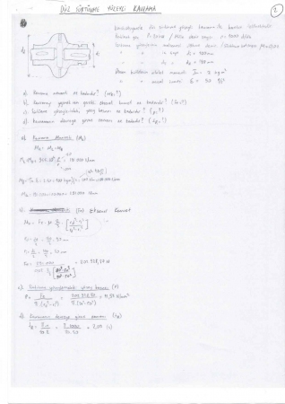 Çalışma Soruları ve Çözümleri - Düz Sürtünme Yüzeyli Kavramalar