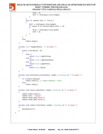 Görsel Programlama Final Soruları ve Cevapları