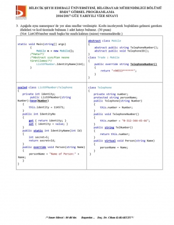  Görsel Programlama Vize Soruları ve Cevapları