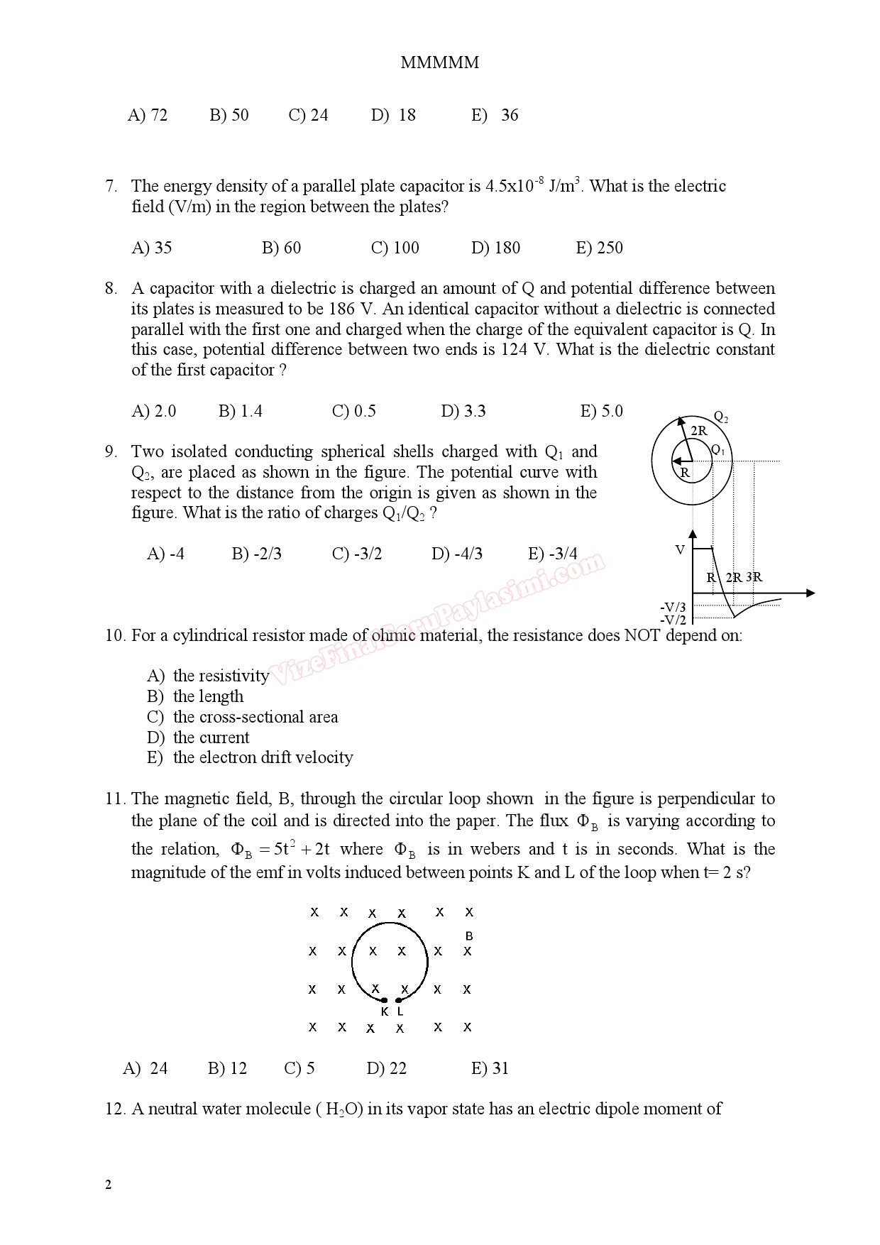 Physics 2 Summer Semester Final Exam Questions » Sayfa 3 » Vize ve
