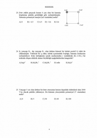 Fizik -2 1. Ara Sınav Soruları