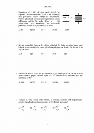 Fizik -2 1. Ara Sınav Soruları