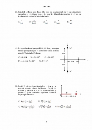 Fizik -2 1. Ara Sınav Soruları