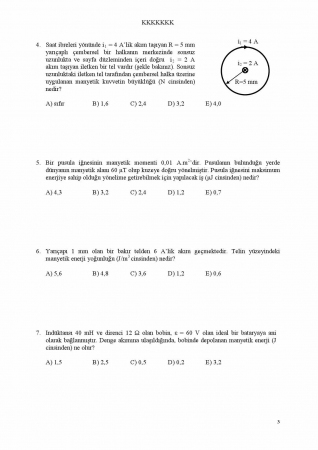 Fizik -2 2. Ara Sınav Soruları