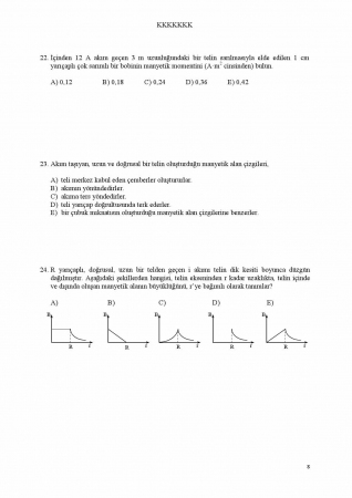 Fizik -2 2. Ara Sınav Soruları