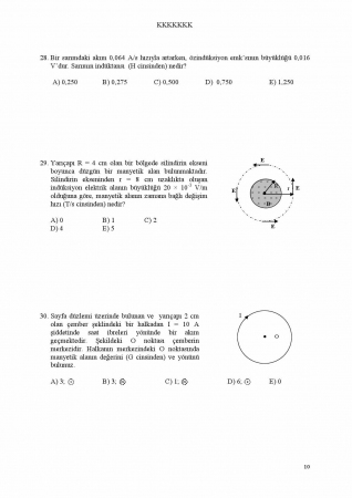 Fizik -2 2. Ara Sınav Soruları