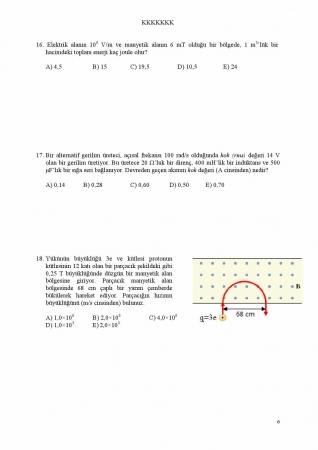 Fizik -2 2. Ara Sınav Soruları