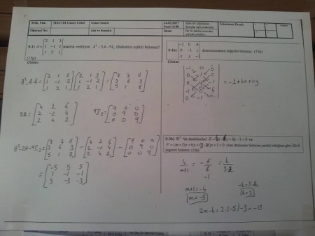 Lineer Cebir Final Soruları ve Cevapları - Mühendislik Fakültesi