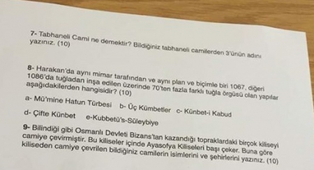 Türk İslam Sanatları Dersi Bütünleme Soruları
