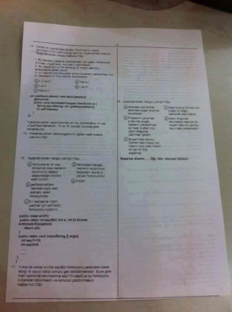 Nesne Tabanlı Programlama - 2 Yarıyıl Sonu Sınav Soruları