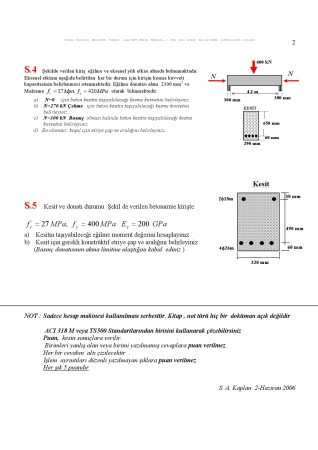 Betonarme - 1  Yıliçi Sınav Soruları